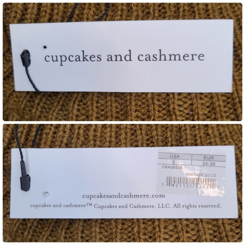 Cupcakes and Cashmere Griffith Vintage Gold Green Chunky Knit Sweater Small - Picture 12 of 15